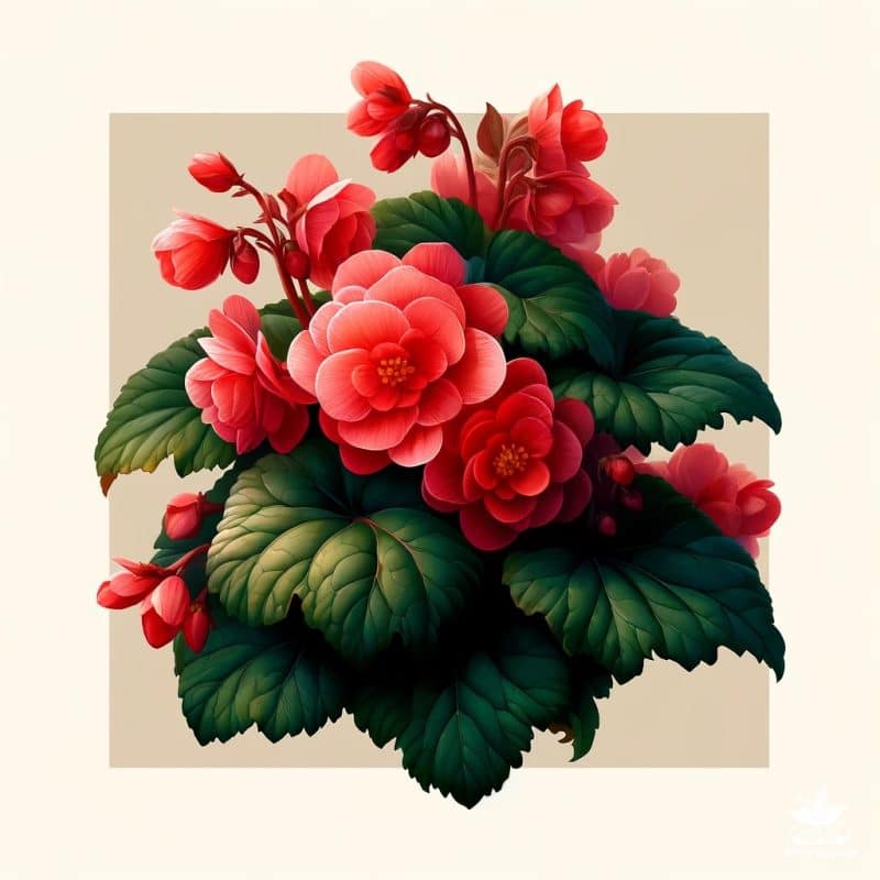 A Realistic Square Image Of A Begonia Plant, Known