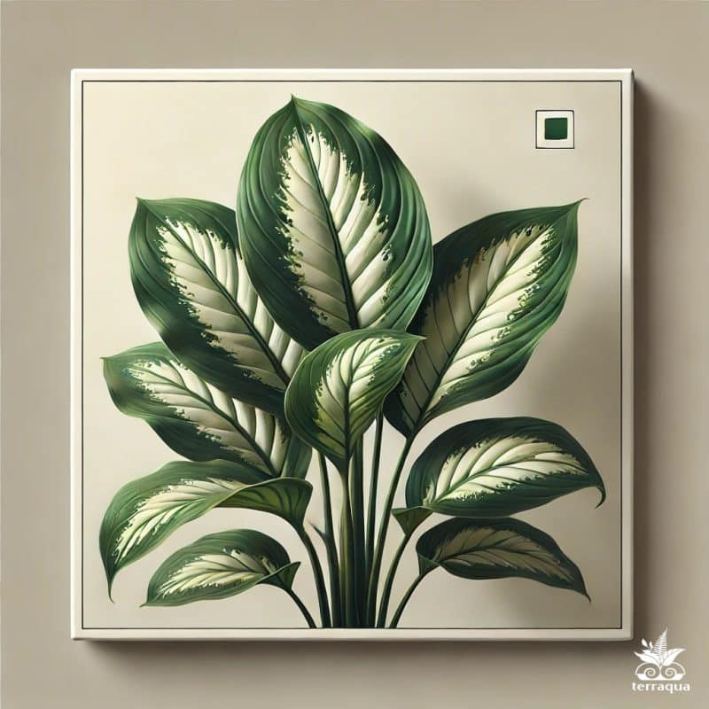 A Realistic Square Image Of A Dieffenbachia Plant,