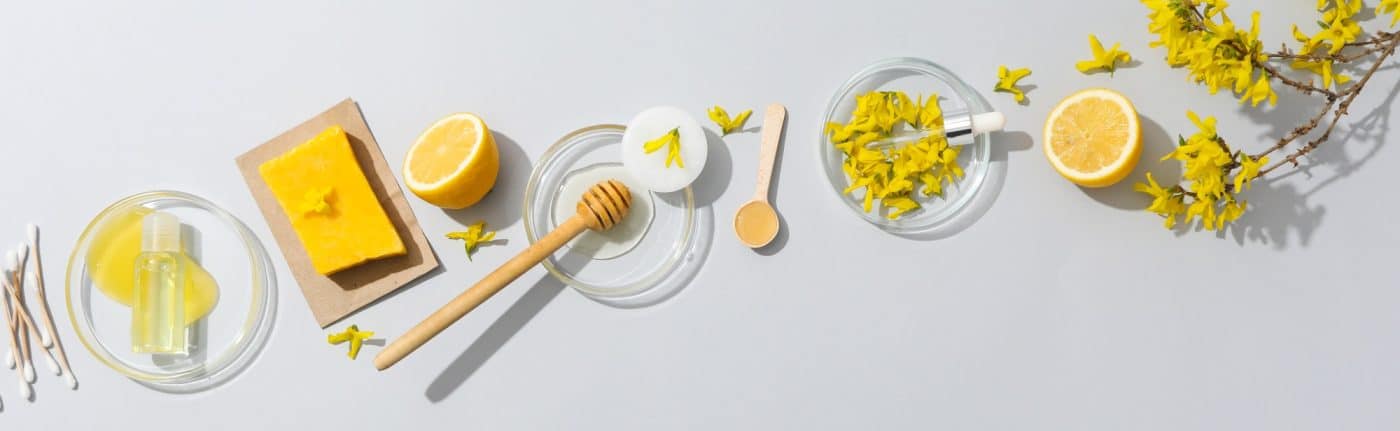 Concept of face and skin care supplies - Honey cosmetic