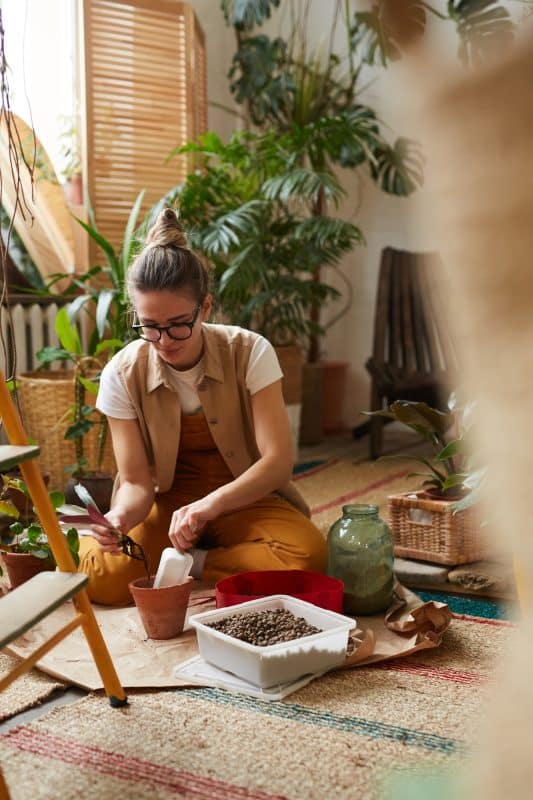Florist planting plants